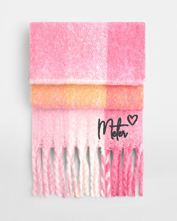 Fluffy check sjaal voor meter