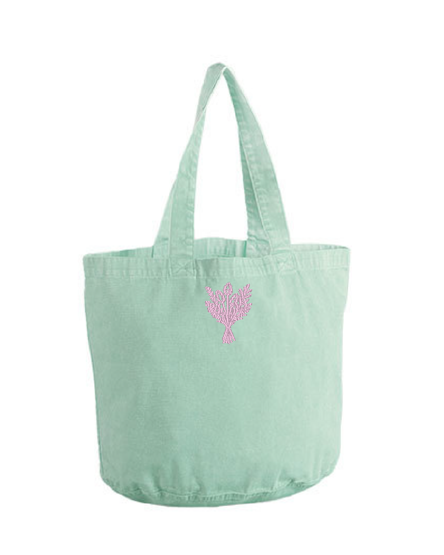 Vintage totebag met geborduurde wildbloemen
