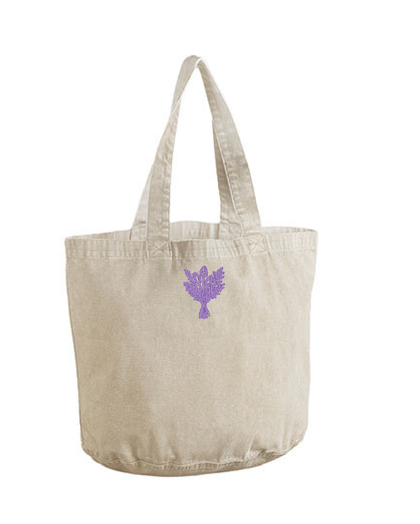 Vintage totebag met geborduurde wildbloemen